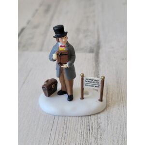 Dept 56 man briefcase monthly magazine editor box Snow Village